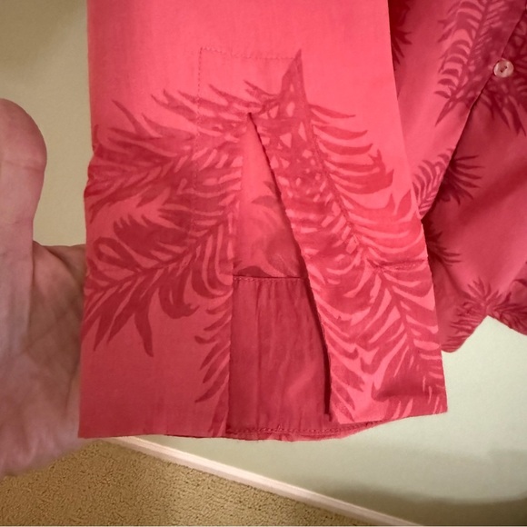 Tommy Bahama Pink lightweight shirt with sheer leaves - Picture 7 of 13